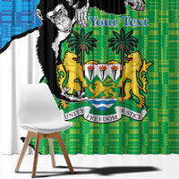 Personalised Sierra Leone Window Curtain Chimpanzee With Coat Of Arms - Wonder Print Shop