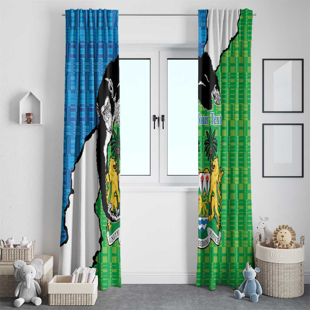 Personalised Sierra Leone Window Curtain Chimpanzee With Coat Of Arms - Wonder Print Shop