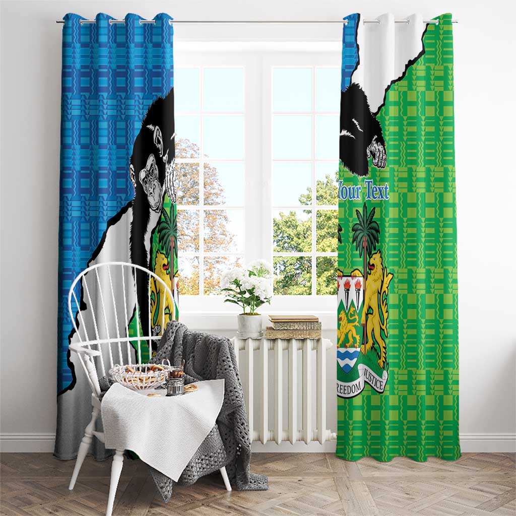 Personalised Sierra Leone Window Curtain Chimpanzee With Coat Of Arms - Wonder Print Shop