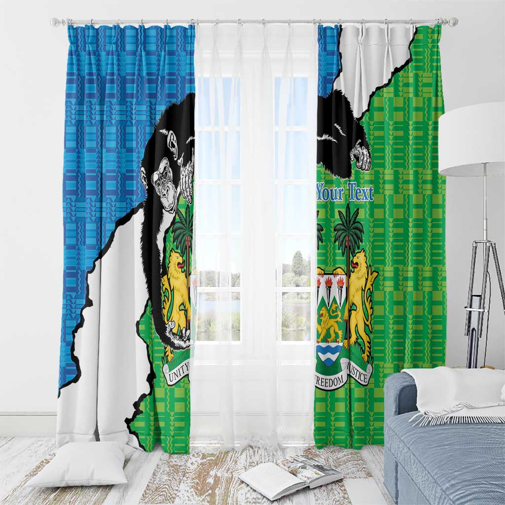 Personalised Sierra Leone Window Curtain Chimpanzee With Coat Of Arms - Wonder Print Shop