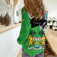 Personalised Sierra Leone Women Casual Shirt Chimpanzee With Coat Of Arms - Wonder Print Shop