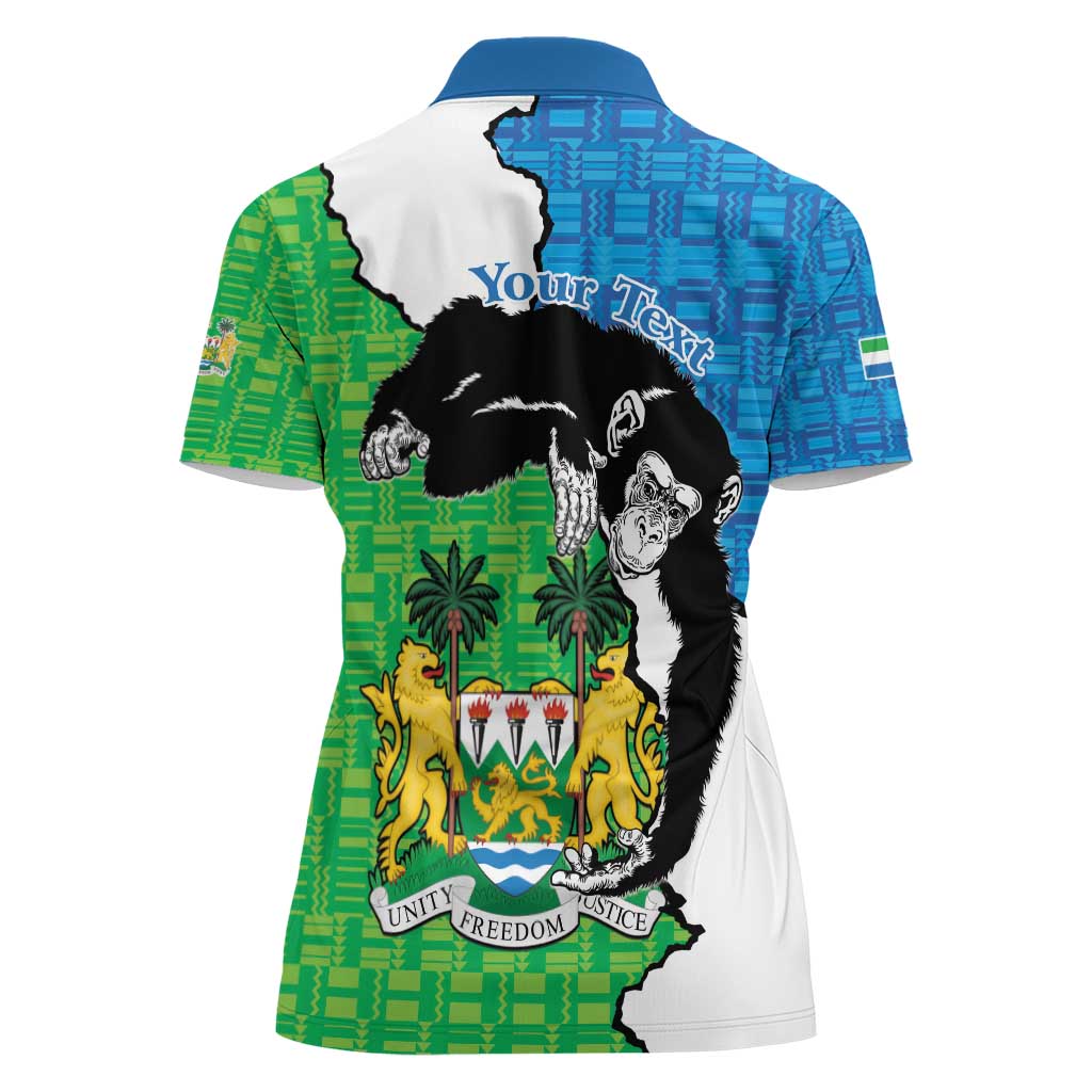 Personalised Sierra Leone Women Polo Shirt Chimpanzee With Coat Of Arms - Wonder Print Shop