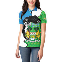 Personalised Sierra Leone Women Polo Shirt Chimpanzee With Coat Of Arms - Wonder Print Shop