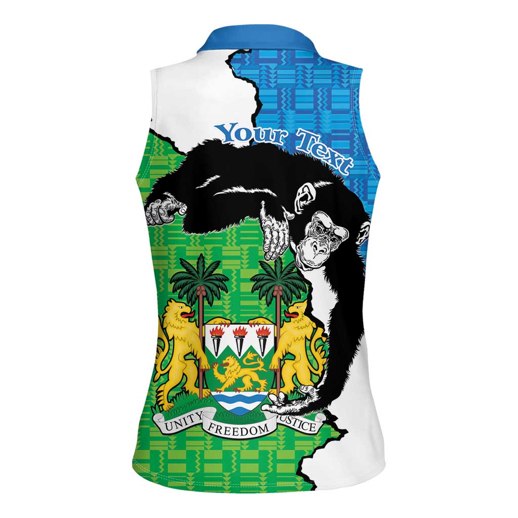 Personalised Sierra Leone Women Sleeveless Polo Shirt Chimpanzee With Coat Of Arms - Wonder Print Shop