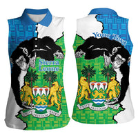 Personalised Sierra Leone Women Sleeveless Polo Shirt Chimpanzee With Coat Of Arms - Wonder Print Shop