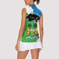 Personalised Sierra Leone Women Sleeveless Polo Shirt Chimpanzee With Coat Of Arms - Wonder Print Shop