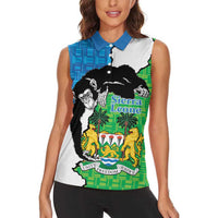 Personalised Sierra Leone Women Sleeveless Polo Shirt Chimpanzee With Coat Of Arms - Wonder Print Shop