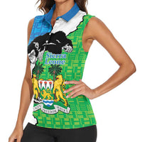 Personalised Sierra Leone Women Sleeveless Polo Shirt Chimpanzee With Coat Of Arms - Wonder Print Shop