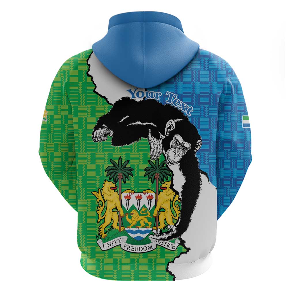 Personalised Sierra Leone Zip Hoodie Chimpanzee With Coat Of Arms - Wonder Print Shop