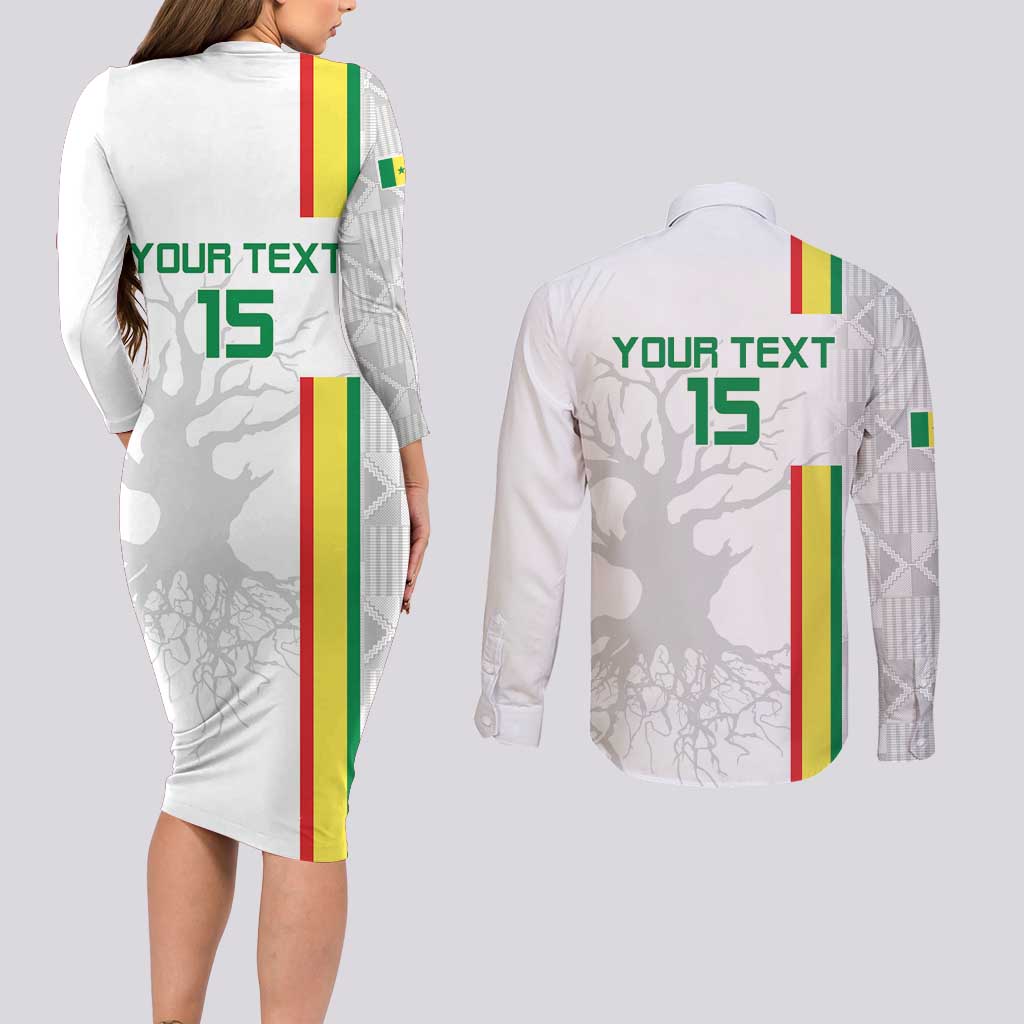 Custom Senegal Football Couples Matching Long Sleeve Bodycon Dress and Long Sleeve Button Shirt Road To Champions