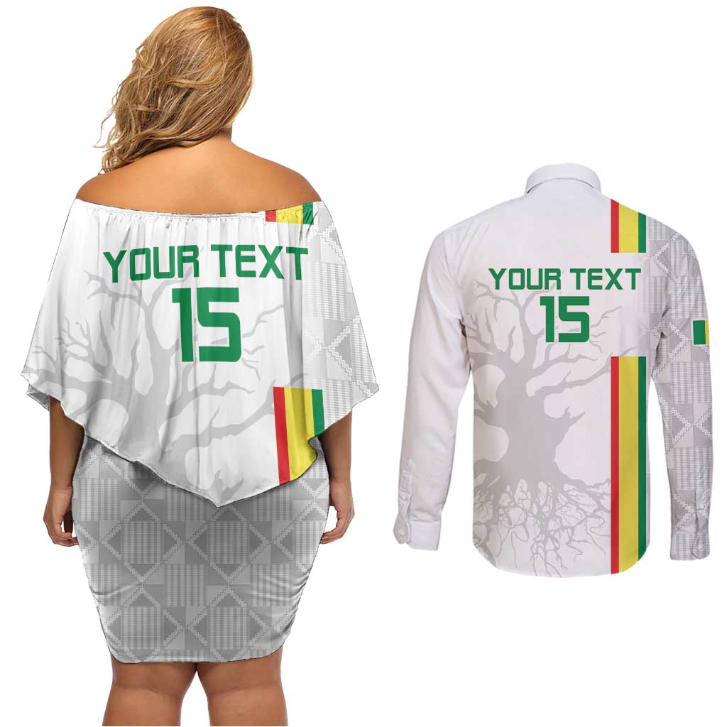 Custom Senegal Football Couples Matching Off Shoulder Short Dress and Long Sleeve Button Shirt Road To Champions