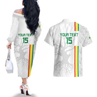 Custom Senegal Football Couples Matching Off The Shoulder Long Sleeve Dress and Hawaiian Shirt Road To Champions