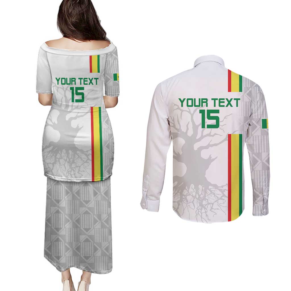 Custom Senegal Football Couples Matching Puletasi and Long Sleeve Button Shirt Road To Champions