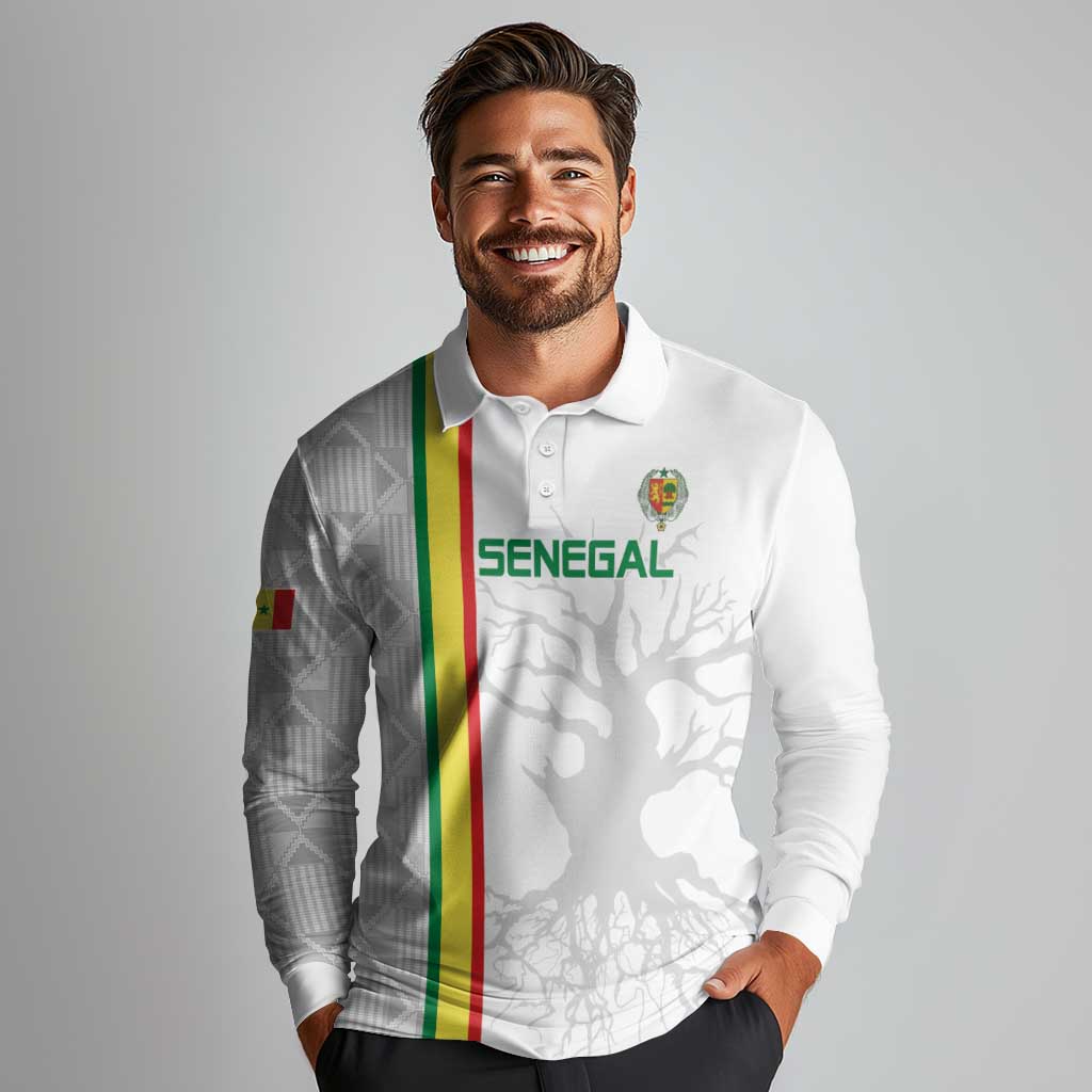 Custom Senegal Football Long Sleeve Polo Shirt Road To Champions