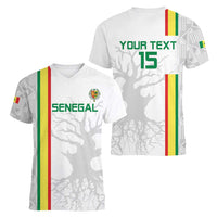 Custom Senegal Football Women V-Neck T-Shirt Road To Champions