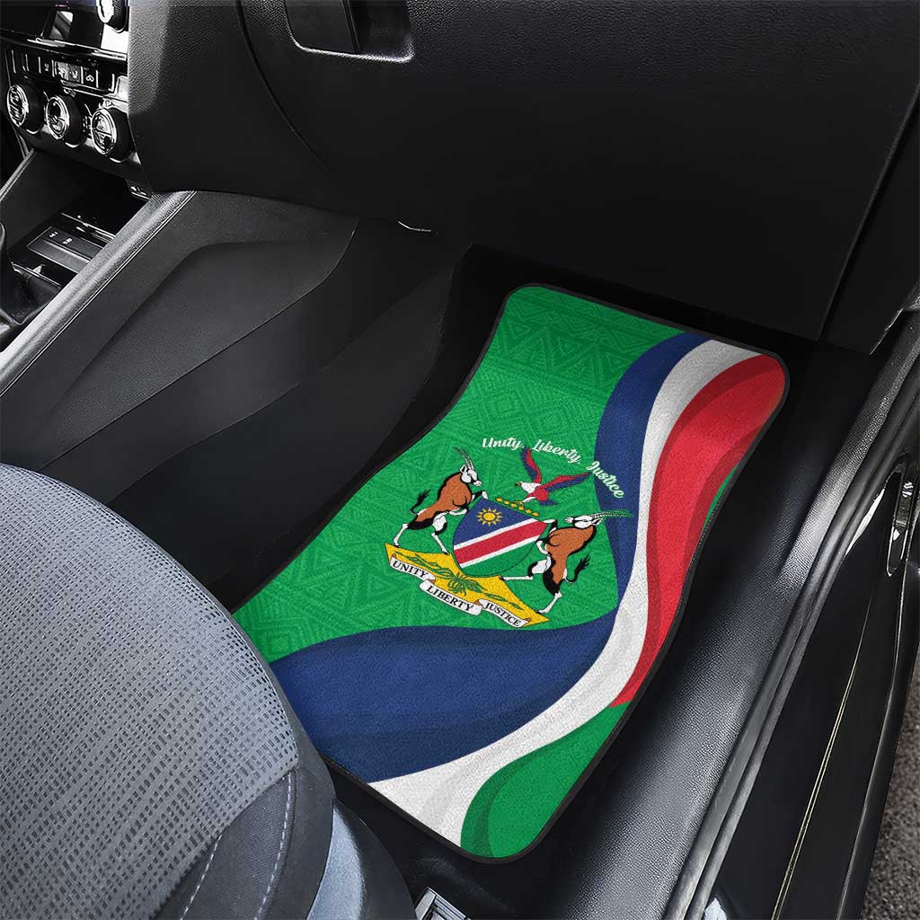 Personalised Namibia Independence Day Car Mats Coat Of Arms With African Pattern