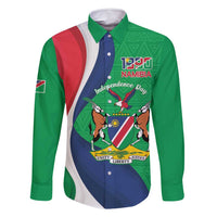Personalised Namibia Independence Day Family Matching Off Shoulder Short Dress and Hawaiian Shirt Coat Of Arms With African Pattern