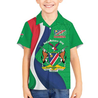 Personalised Namibia Independence Day Family Matching Summer Maxi Dress and Hawaiian Shirt Coat Of Arms With African Pattern