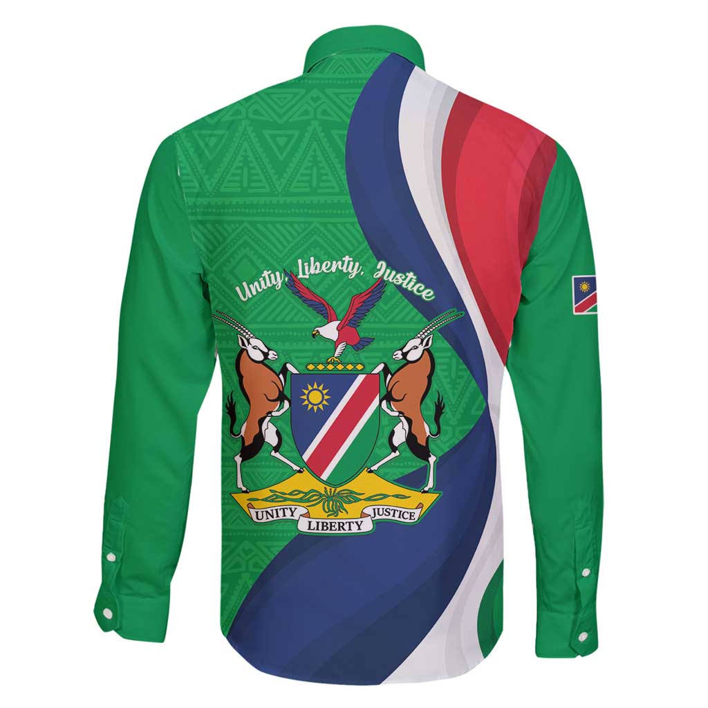 Personalised Namibia Independence Day Family Matching Tank Maxi Dress and Hawaiian Shirt Coat Of Arms With African Pattern