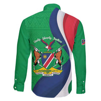 Personalised Namibia Independence Day Family Matching Tank Maxi Dress and Hawaiian Shirt Coat Of Arms With African Pattern