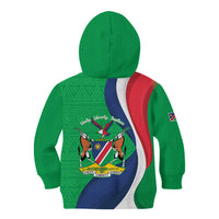 Personalised Namibia Independence Day Kid Hoodie Coat Of Arms With African Pattern