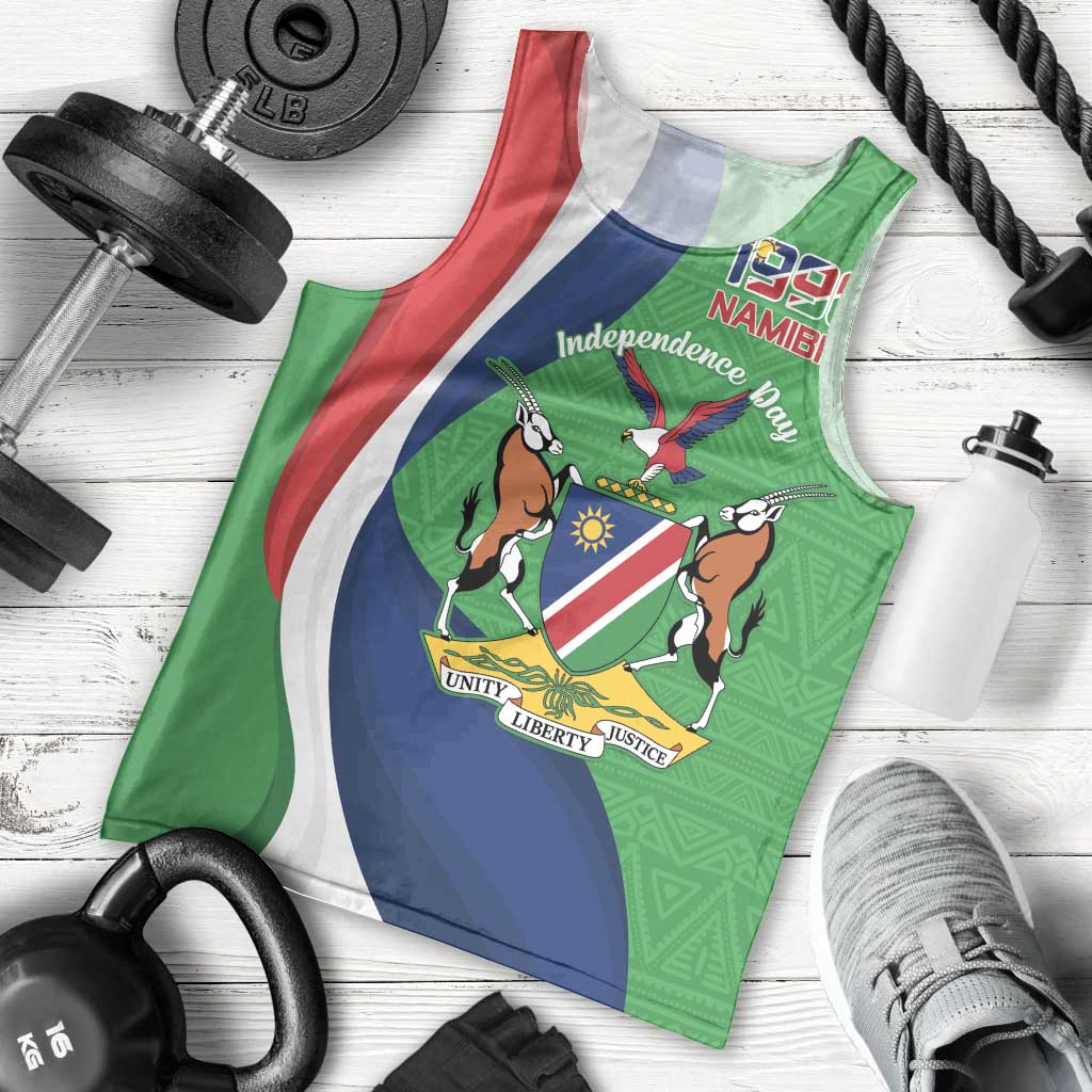 Personalised Namibia Independence Day Men Tank Top Coat Of Arms With African Pattern