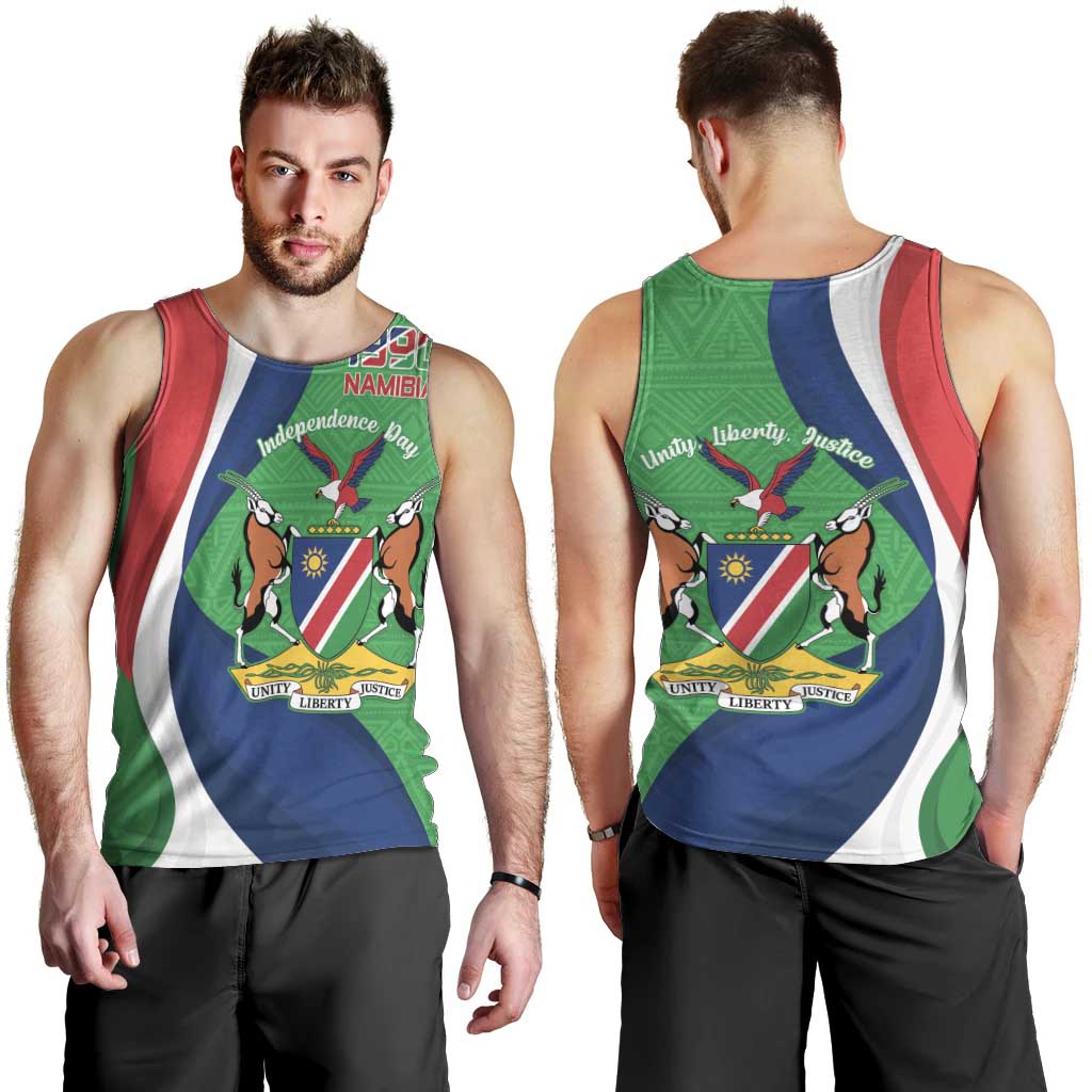 Personalised Namibia Independence Day Men Tank Top Coat Of Arms With African Pattern