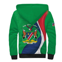 Personalised Namibia Independence Day Sherpa Hoodie Coat Of Arms With African Pattern