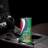 Personalised Namibia Independence Day Skinny Tumbler Coat Of Arms With African Pattern