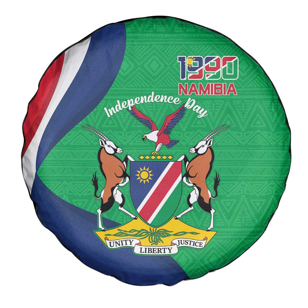 Personalised Namibia Independence Day Spare Tire Cover Coat Of Arms With African Pattern