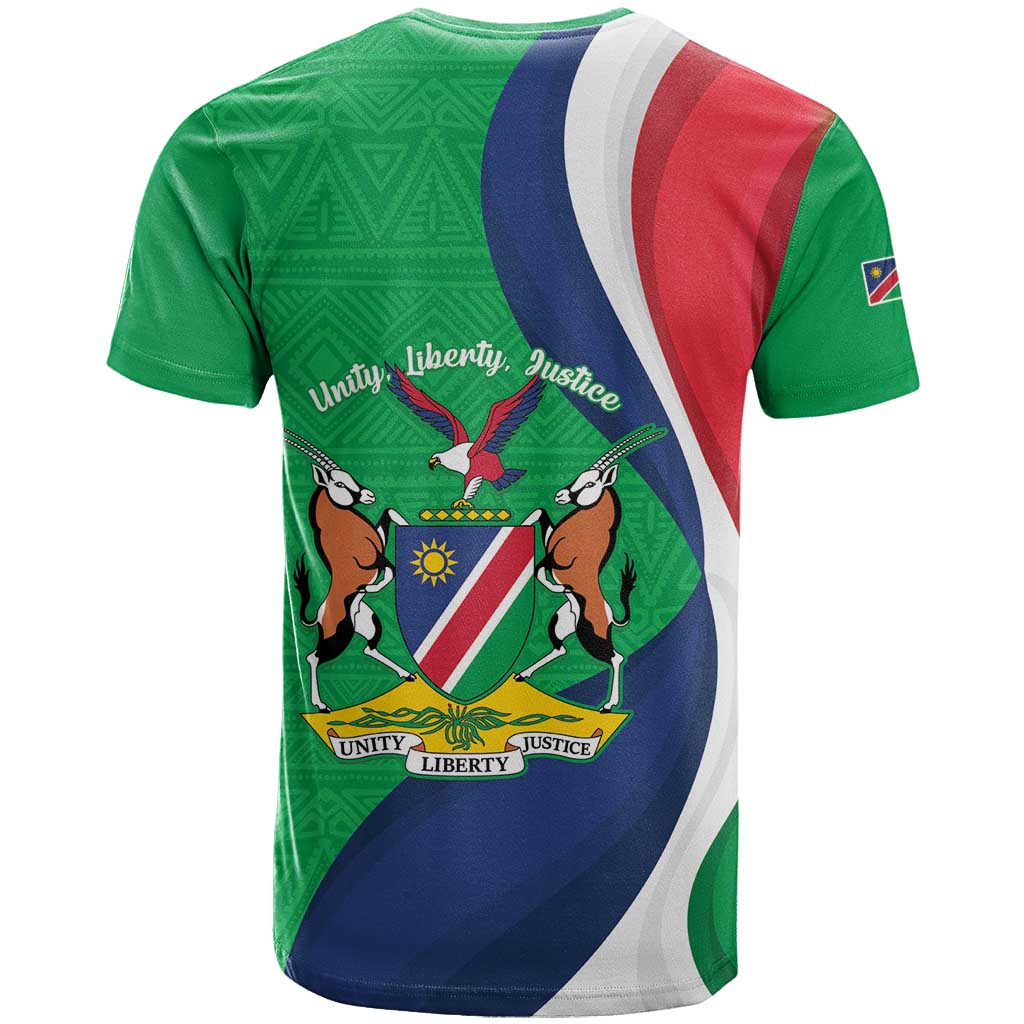 Personalised Namibia Independence Day T Shirt Coat Of Arms With African Pattern