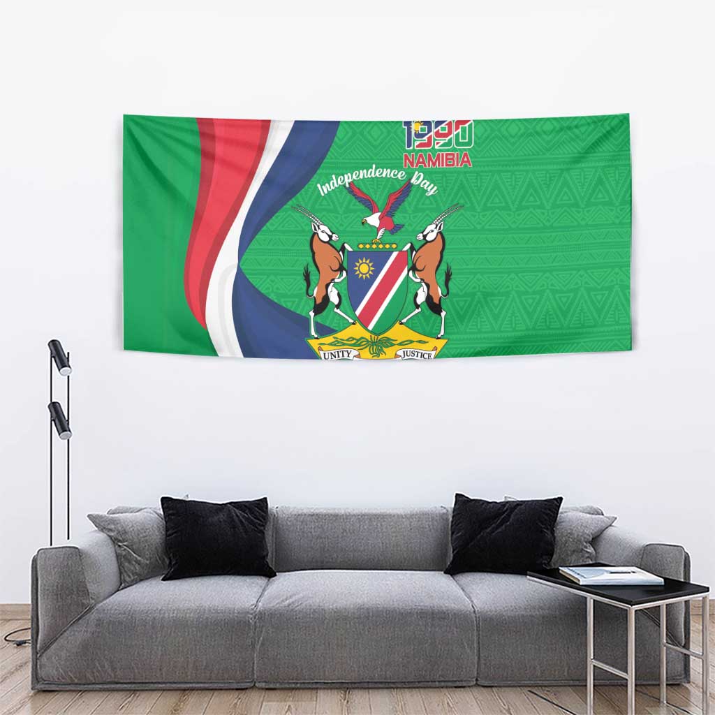 Personalised Namibia Independence Day Tapestry Coat Of Arms With African Pattern