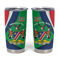 Personalised Namibia Independence Day Tumbler Cup Coat Of Arms With African Pattern