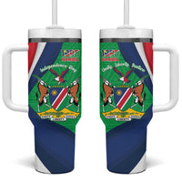 Personalised Namibia Independence Day Tumbler With Handle Coat Of Arms With African Pattern