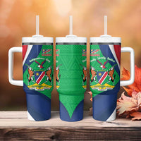 Personalised Namibia Independence Day Tumbler With Handle Coat Of Arms With African Pattern