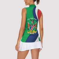 Personalised Namibia Independence Day Women Sleeveless Polo Shirt Coat Of Arms With African Pattern