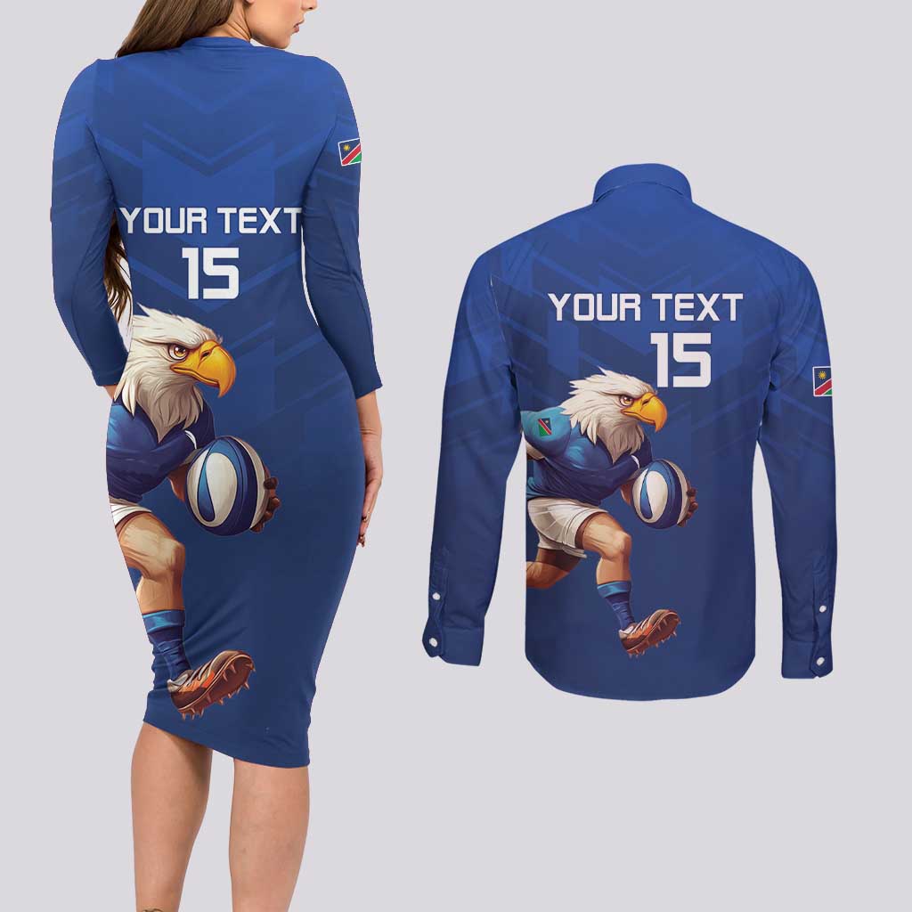 Namibia Rugby Custom Couples Matching Long Sleeve Bodycon Dress and Long Sleeve Button Shirt Go Welwitschias