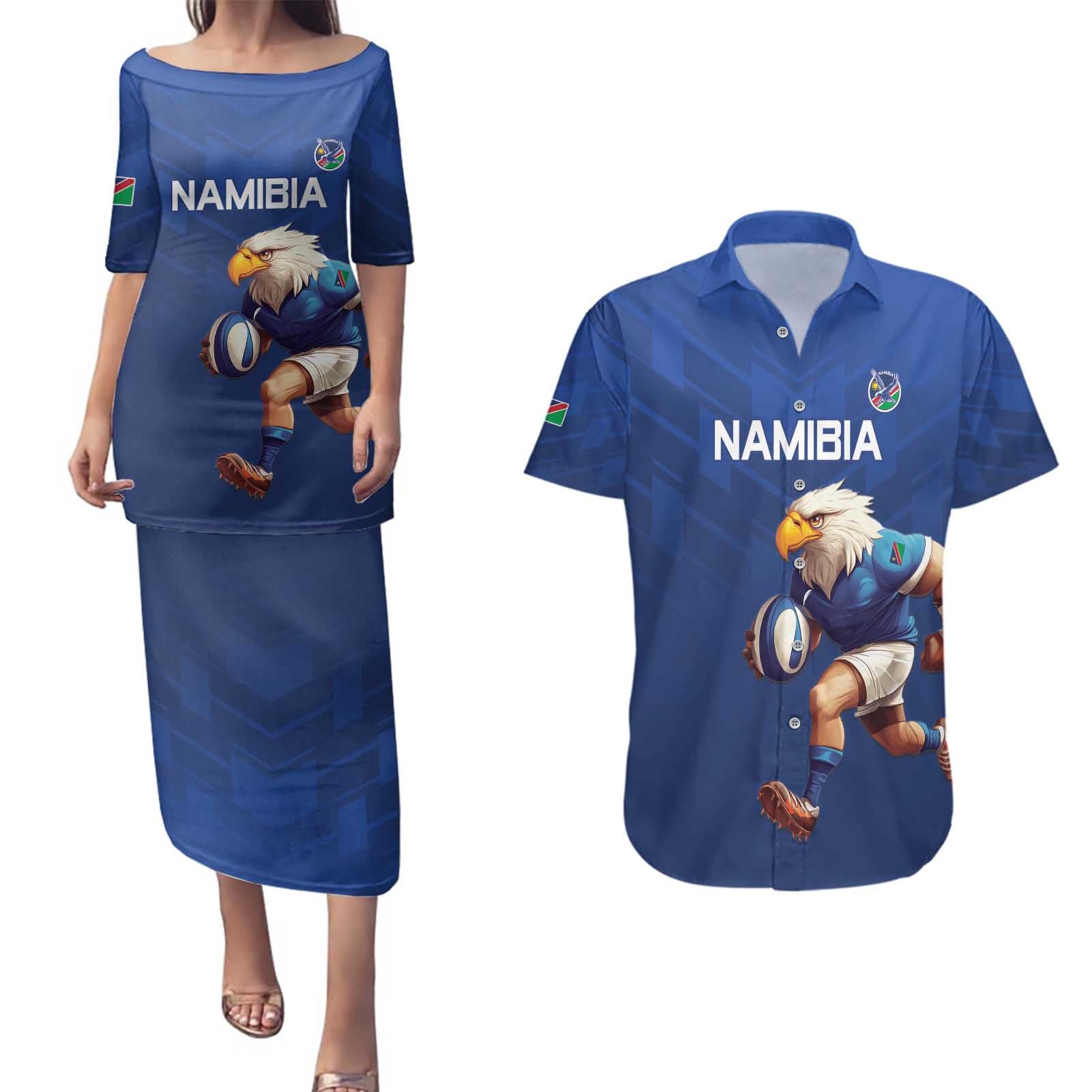 Namibia Rugby Custom Couples Matching Puletasi and Hawaiian Shirt Go Welwitschias