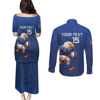 Namibia Rugby Custom Couples Matching Puletasi and Long Sleeve Button Shirt Go Welwitschias