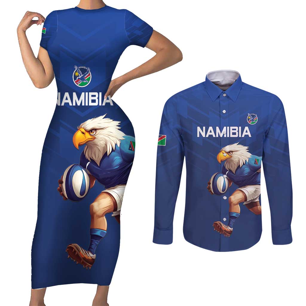 Namibia Rugby Custom Couples Matching Short Sleeve Bodycon Dress and Long Sleeve Button Shirt Go Welwitschias