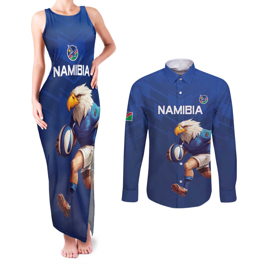 Namibia Rugby Custom Couples Matching Tank Maxi Dress and Long Sleeve Button Shirt Go Welwitschias