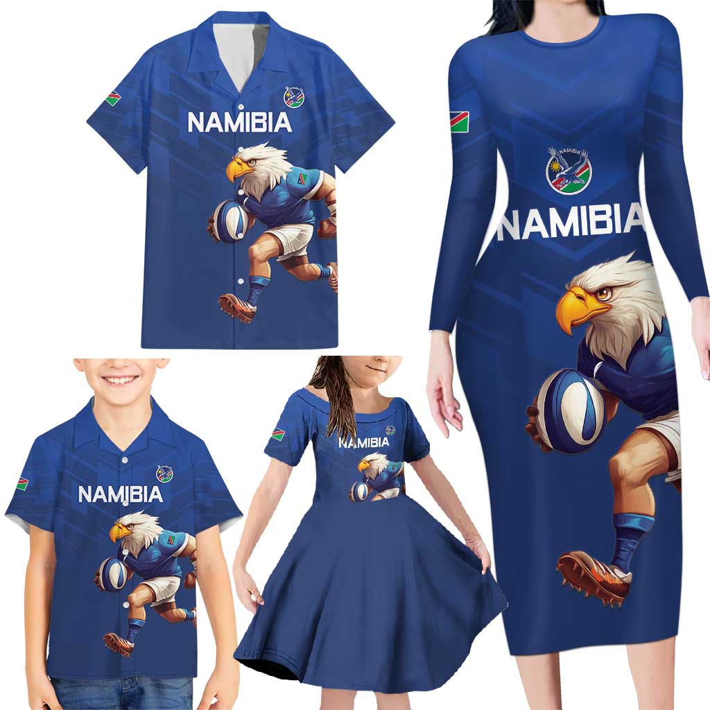 Namibia Rugby Custom Family Matching Long Sleeve Bodycon Dress and Hawaiian Shirt Go Welwitschias