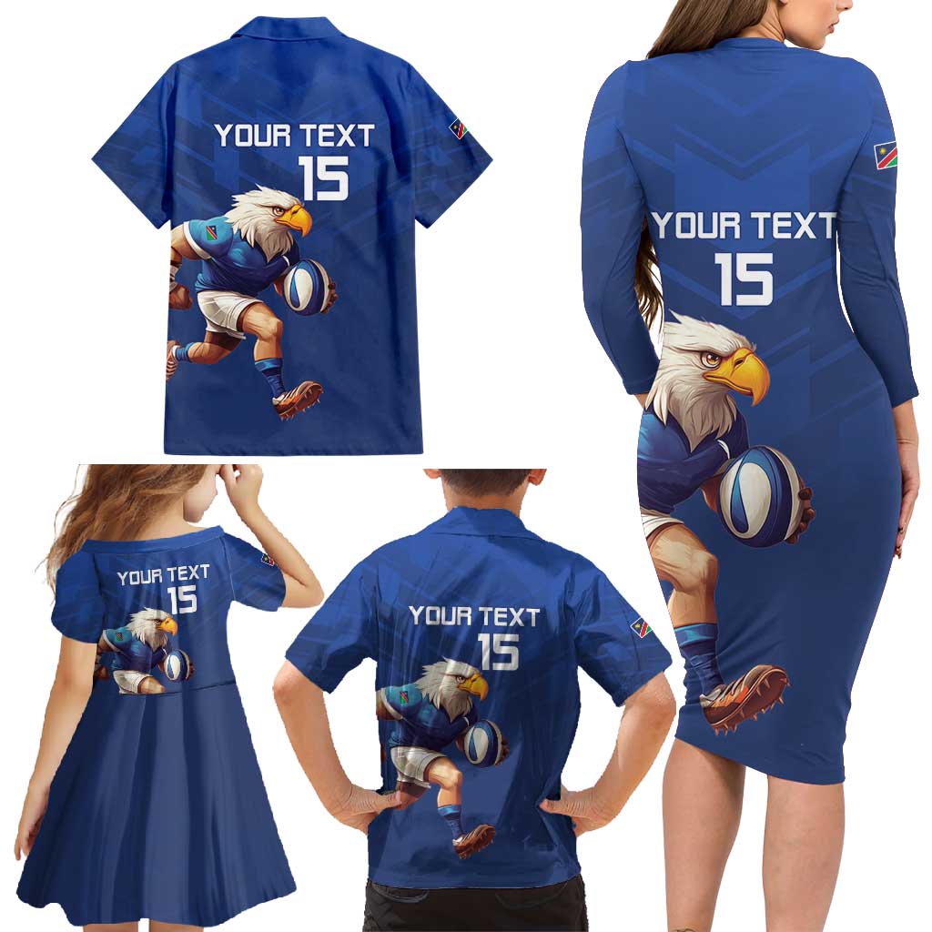 Namibia Rugby Custom Family Matching Long Sleeve Bodycon Dress and Hawaiian Shirt Go Welwitschias