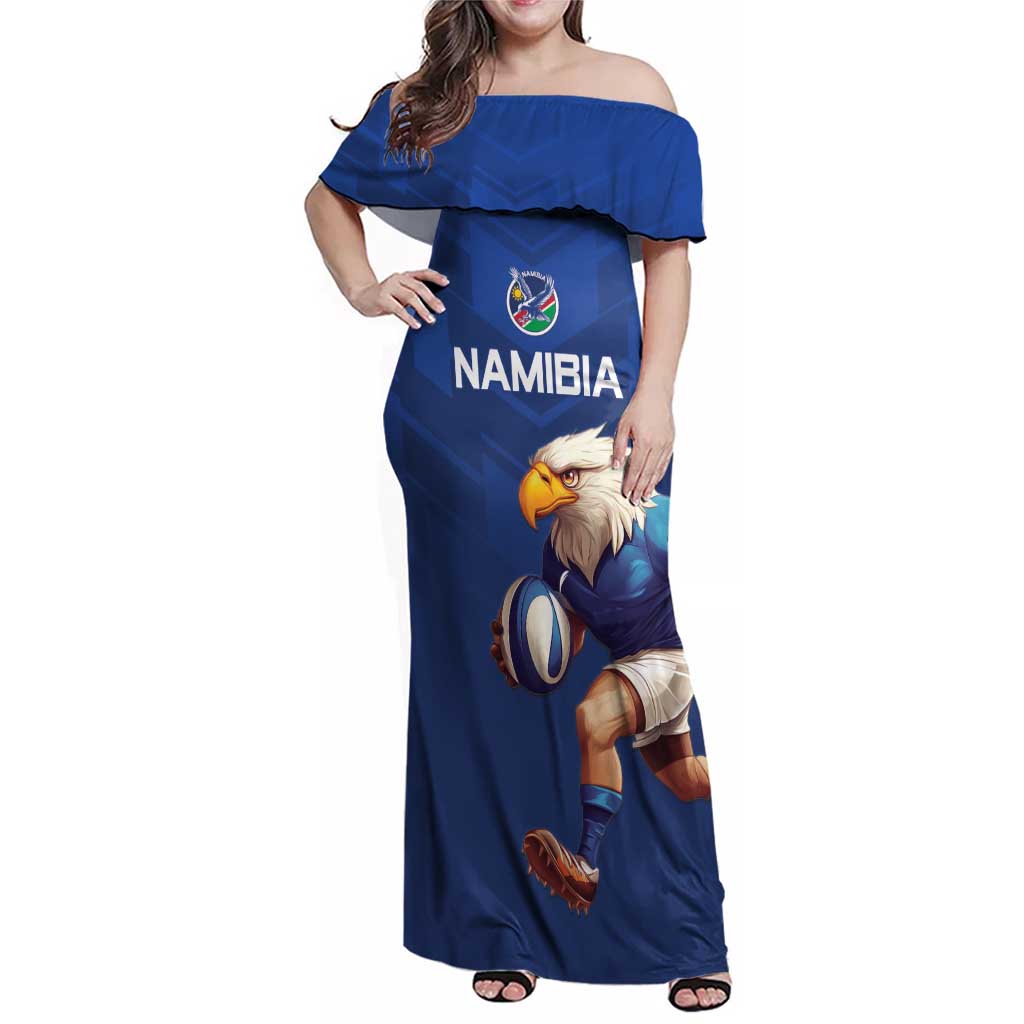 Namibia Rugby Custom Family Matching Off Shoulder Maxi Dress and Hawaiian Shirt Go Welwitschias