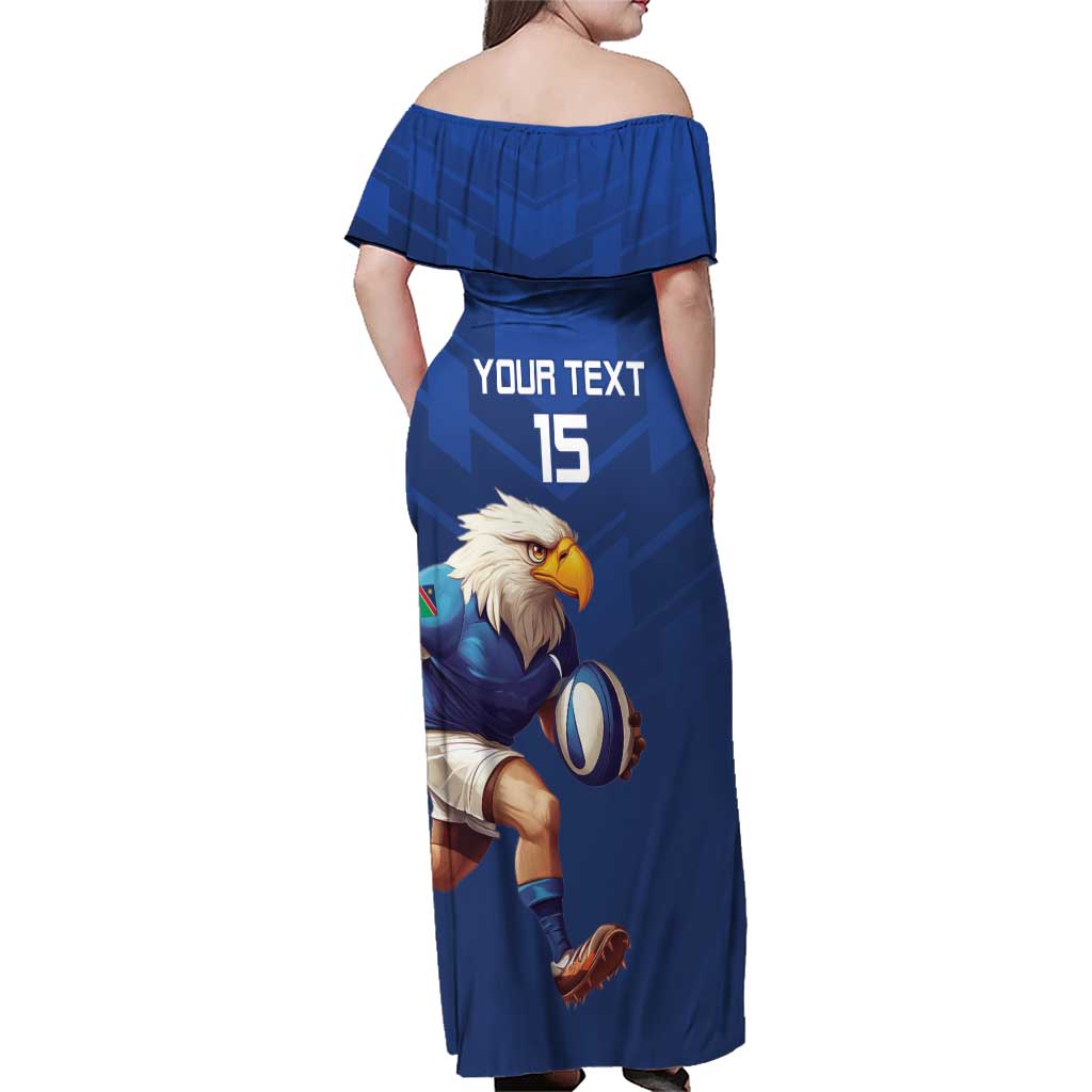 Namibia Rugby Custom Family Matching Off Shoulder Maxi Dress and Hawaiian Shirt Go Welwitschias