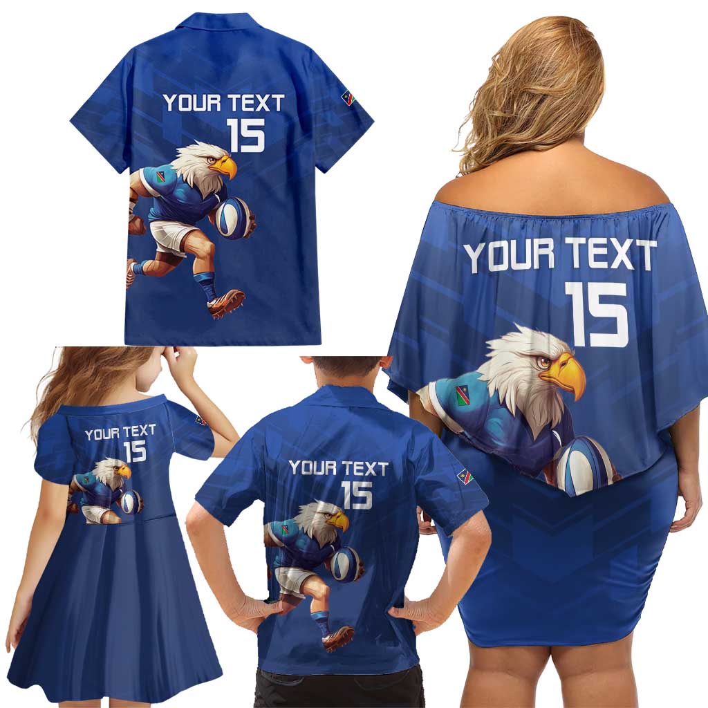 Namibia Rugby Custom Family Matching Off Shoulder Short Dress and Hawaiian Shirt Go Welwitschias