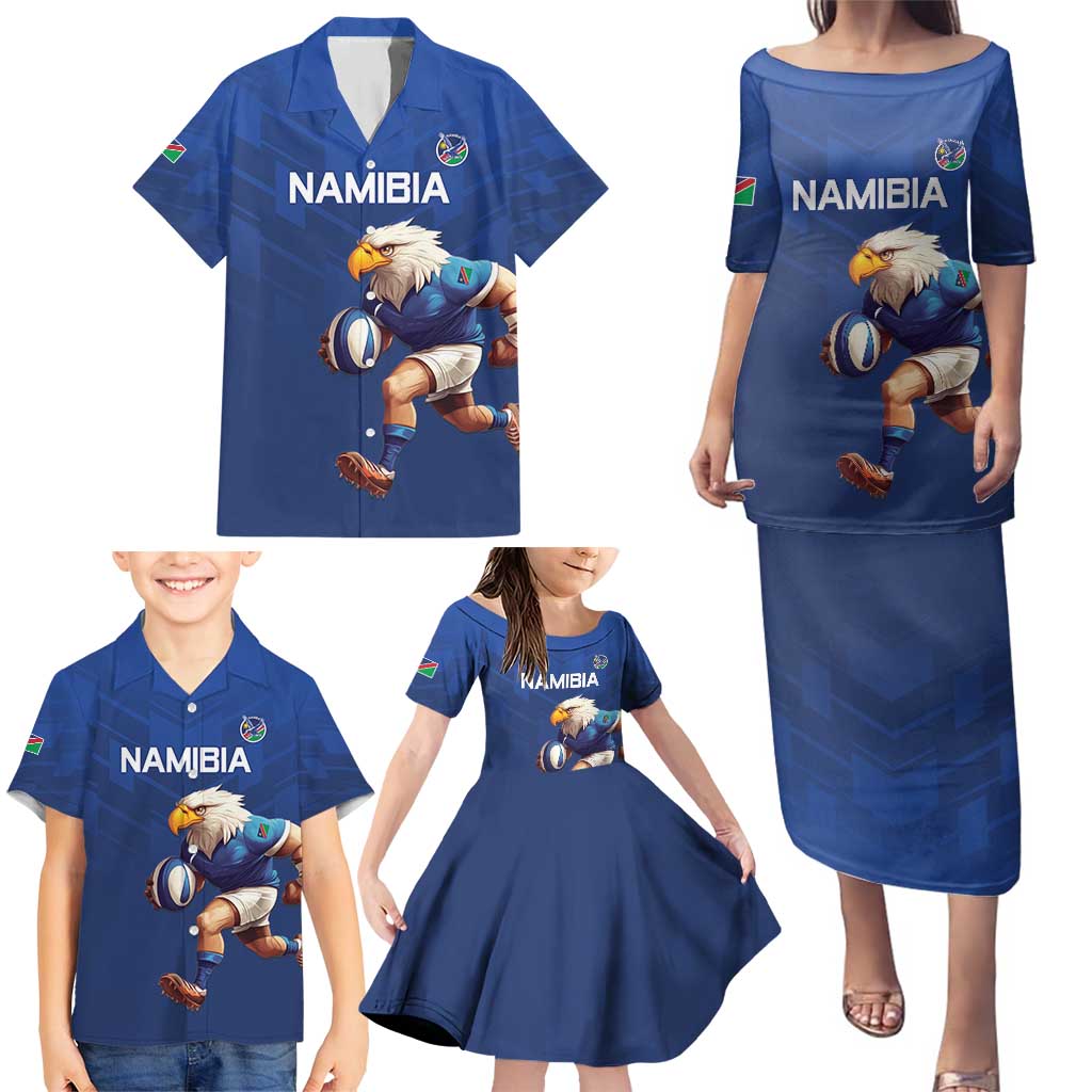 Namibia Rugby Custom Family Matching Puletasi and Hawaiian Shirt Go Welwitschias