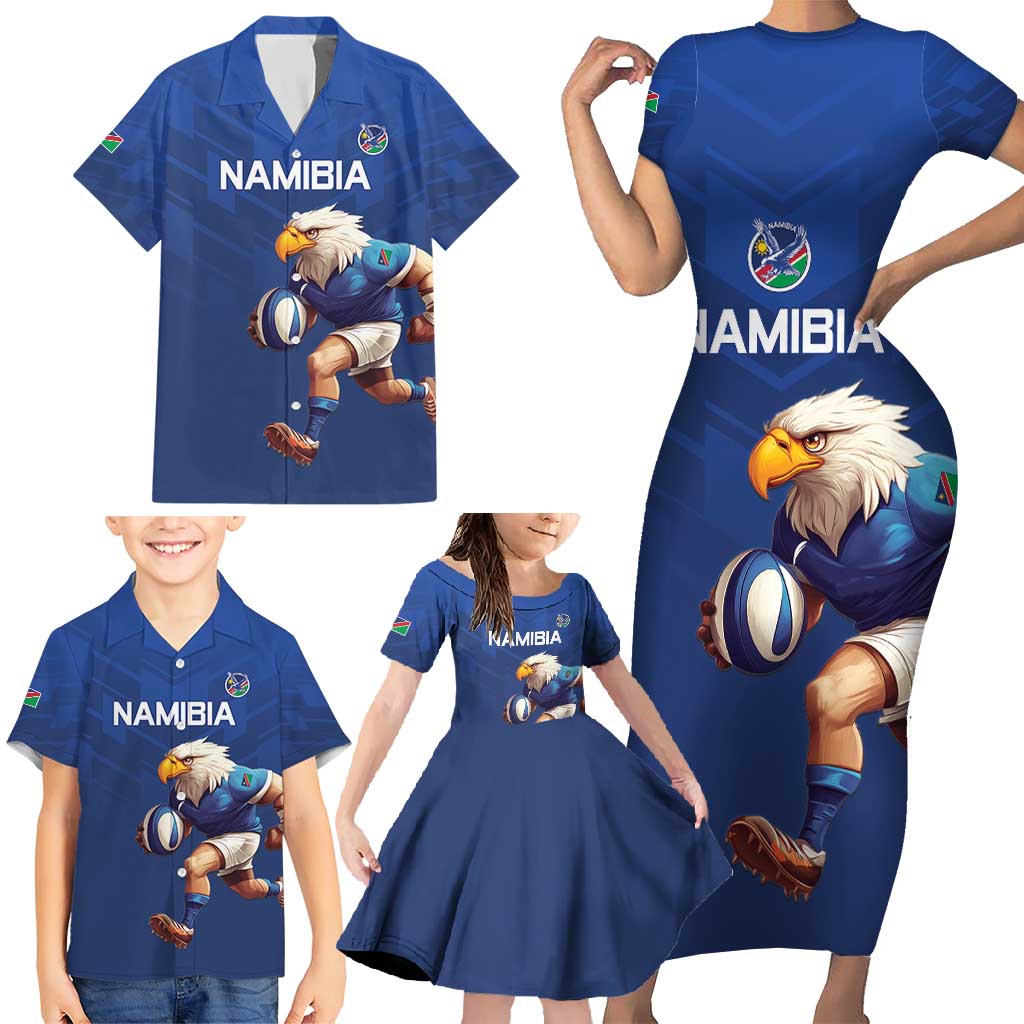 Namibia Rugby Custom Family Matching Short Sleeve Bodycon Dress and Hawaiian Shirt Go Welwitschias