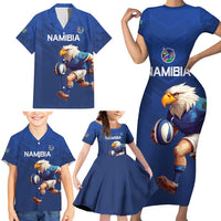 Namibia Rugby Custom Family Matching Short Sleeve Bodycon Dress and Hawaiian Shirt Go Welwitschias