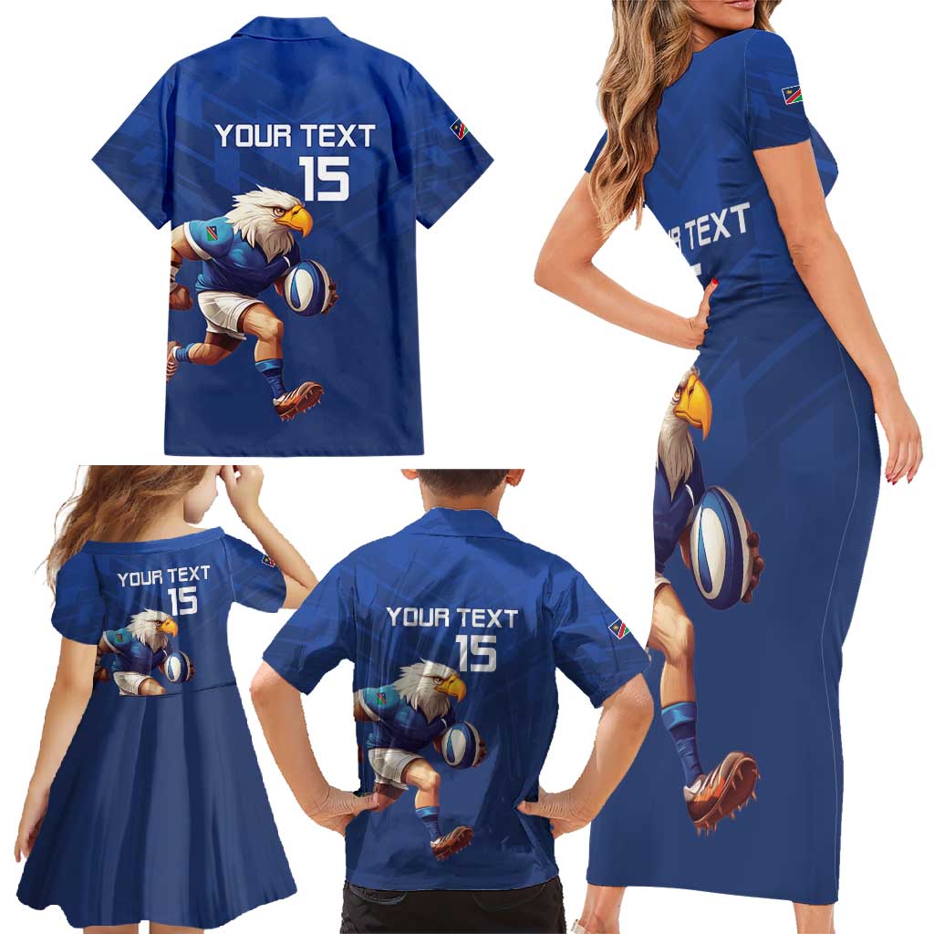 Namibia Rugby Custom Family Matching Short Sleeve Bodycon Dress and Hawaiian Shirt Go Welwitschias